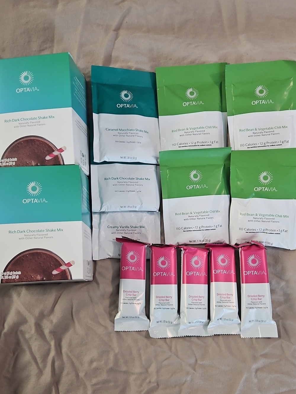 2 New Optavia Rich Dark Chocolate Shake Mix - Variety Shakes Chili And Bars